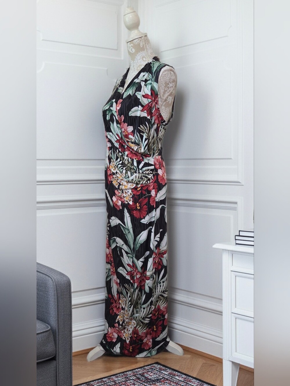 Tommy Bahama Oceanic Orchid Tropical Resortwear Maxi Dress Size M